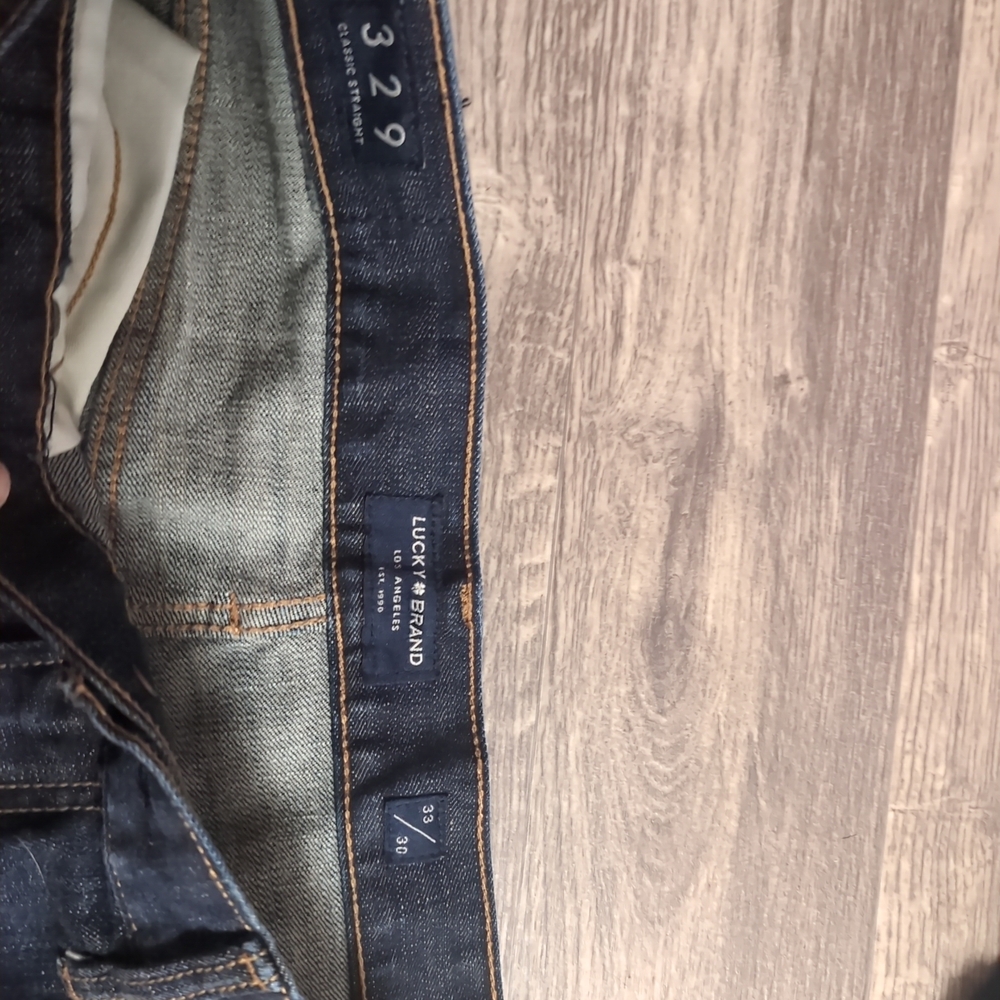 Lucky Brand Blue Straight Jeans with Distressed Finish